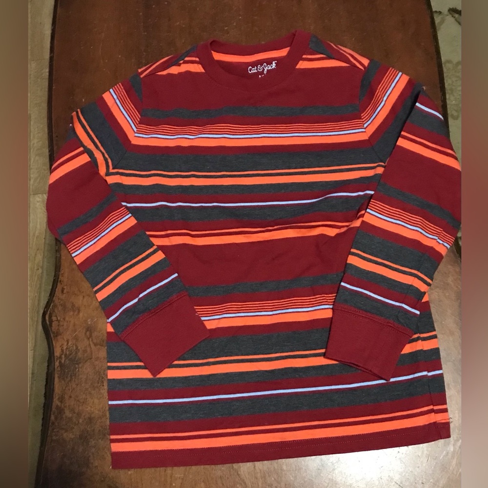 Cat & Jack Boys Long Sleeve Striped T Shirt-size 6-7